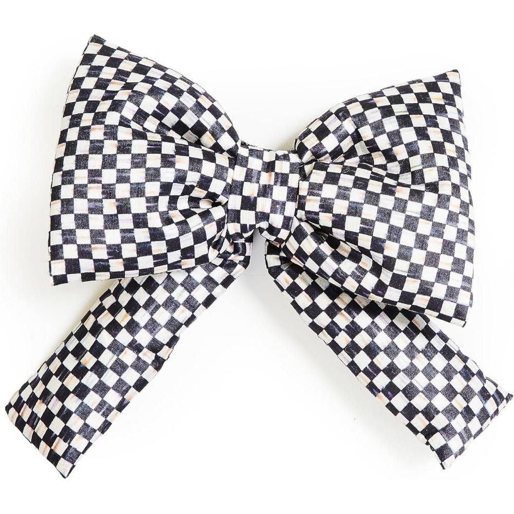 imageMACKENZIECHILDS Bow Christmas Bow for Home Decor or Gifts Large GreenandWhite Green CheckCourtly Check