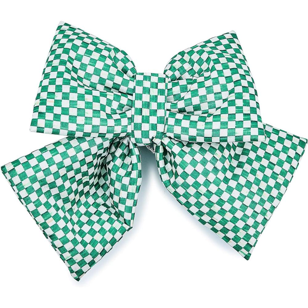 imageMACKENZIECHILDS Bow Christmas Bow for Home Decor or Gifts Large GreenandWhite Green CheckGreen Check