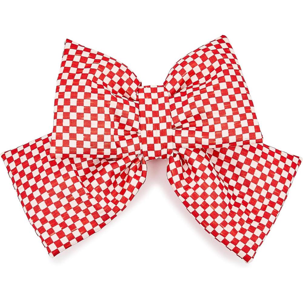 imageMACKENZIECHILDS Bow Christmas Bow for Home Decor or Gifts Large GreenandWhite Green CheckRed Check