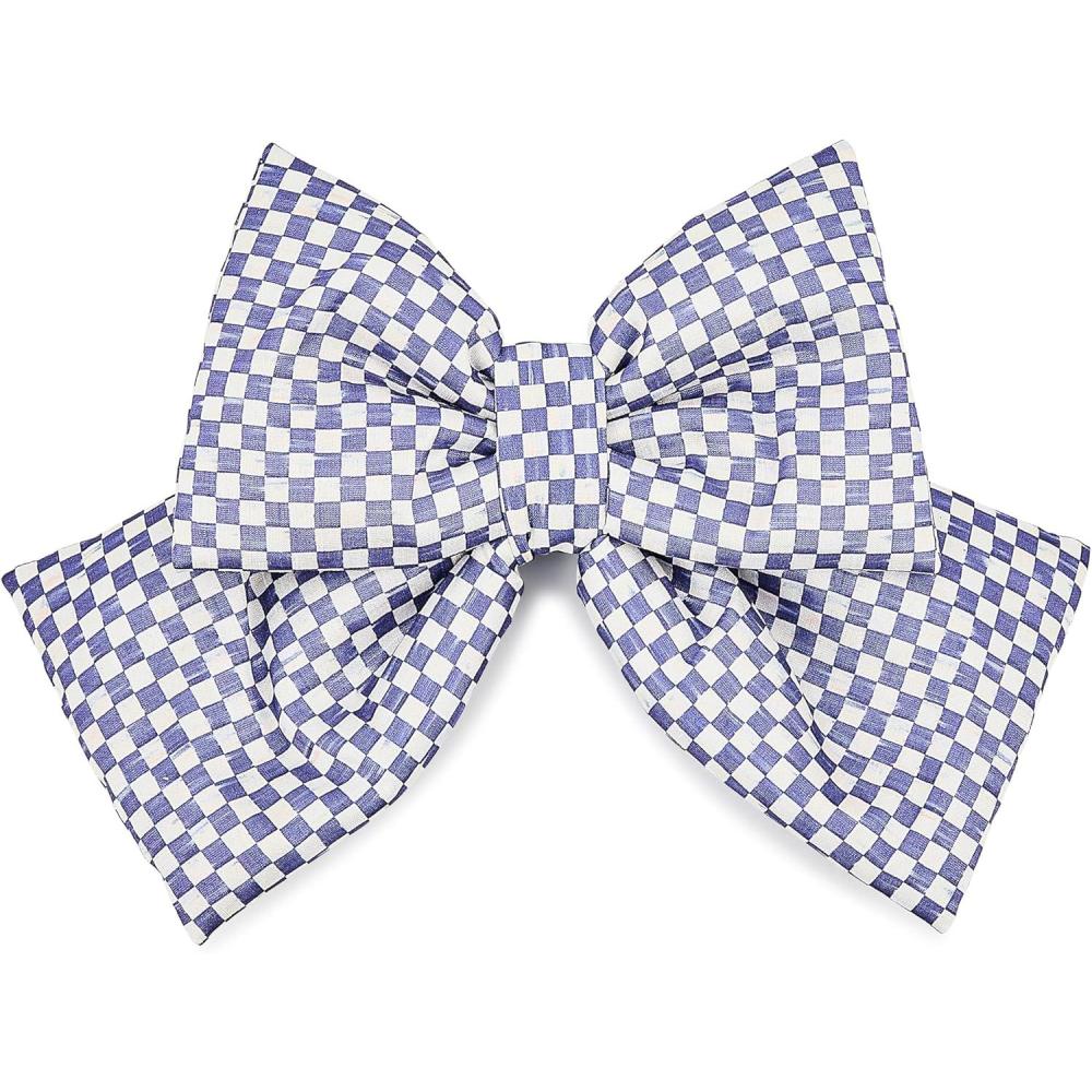 imageMACKENZIECHILDS Bow Christmas Bow for Home Decor or Gifts Large GreenandWhite Green CheckViolet Check