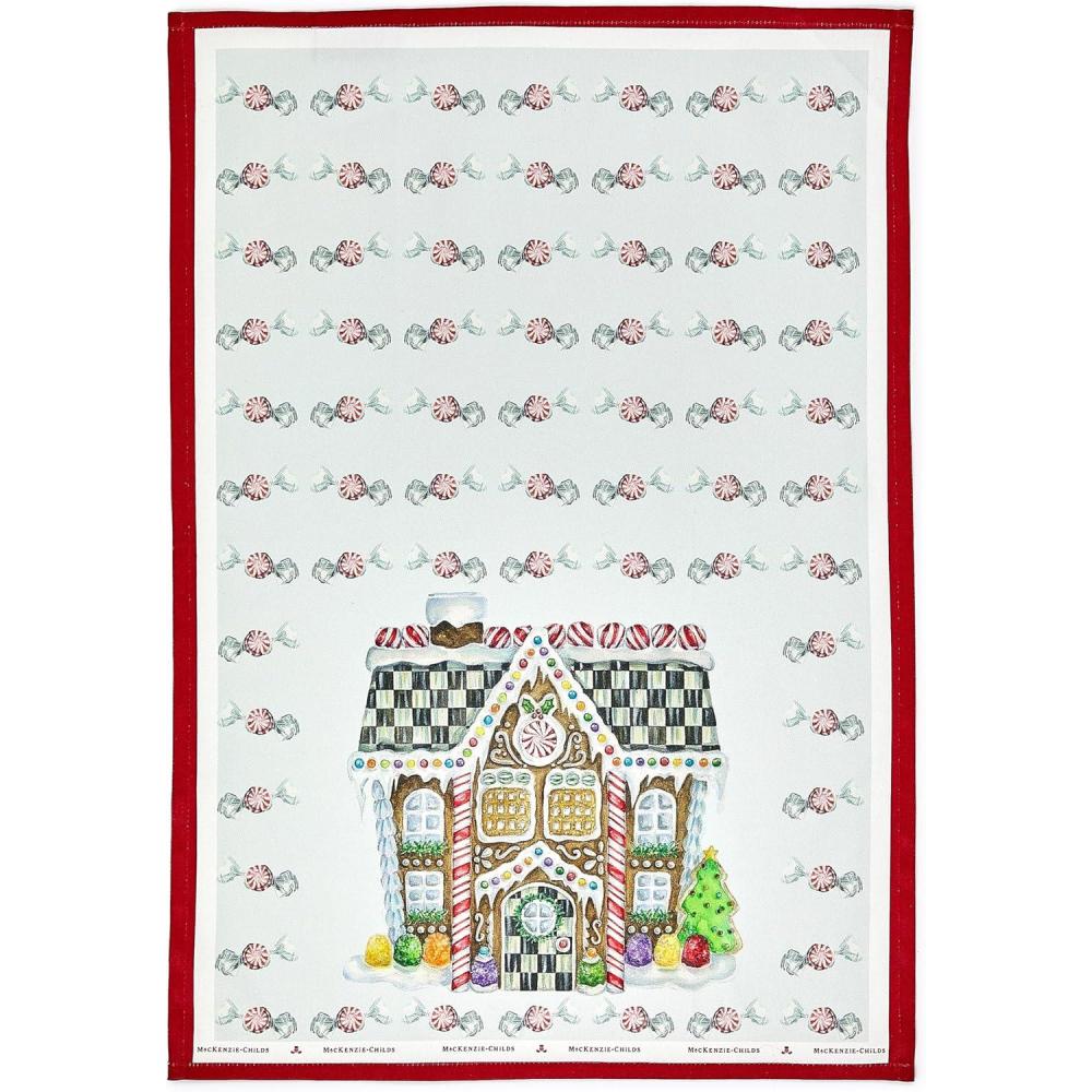 imageMACKENZIECHILDS Cotton Dish Towel Cute Decorative Kitchen Dish Towel for Cleaning and Home Decor Set of 1 TurkeyGingerbread House