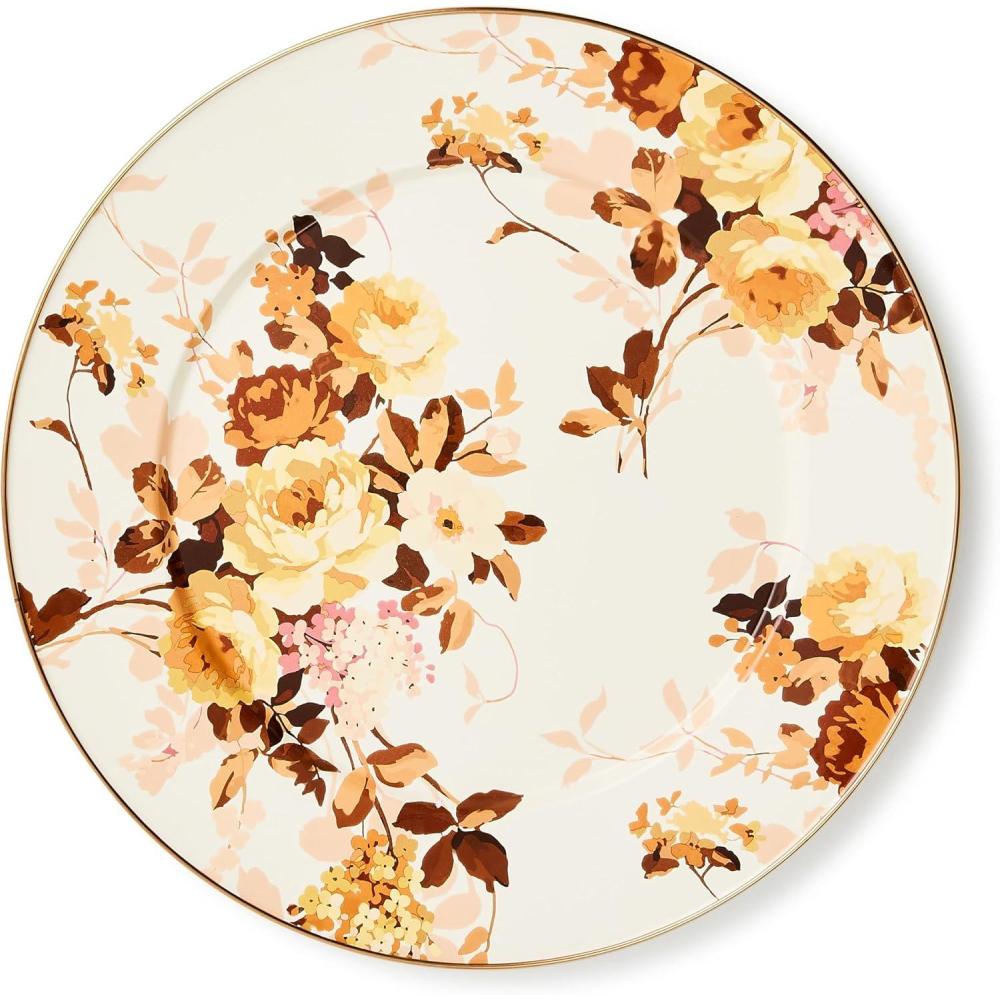 imageMACKENZIECHILDS Enamel Serving Platter Decorative Serving Platter for Food 16 Inches Wild Rose White