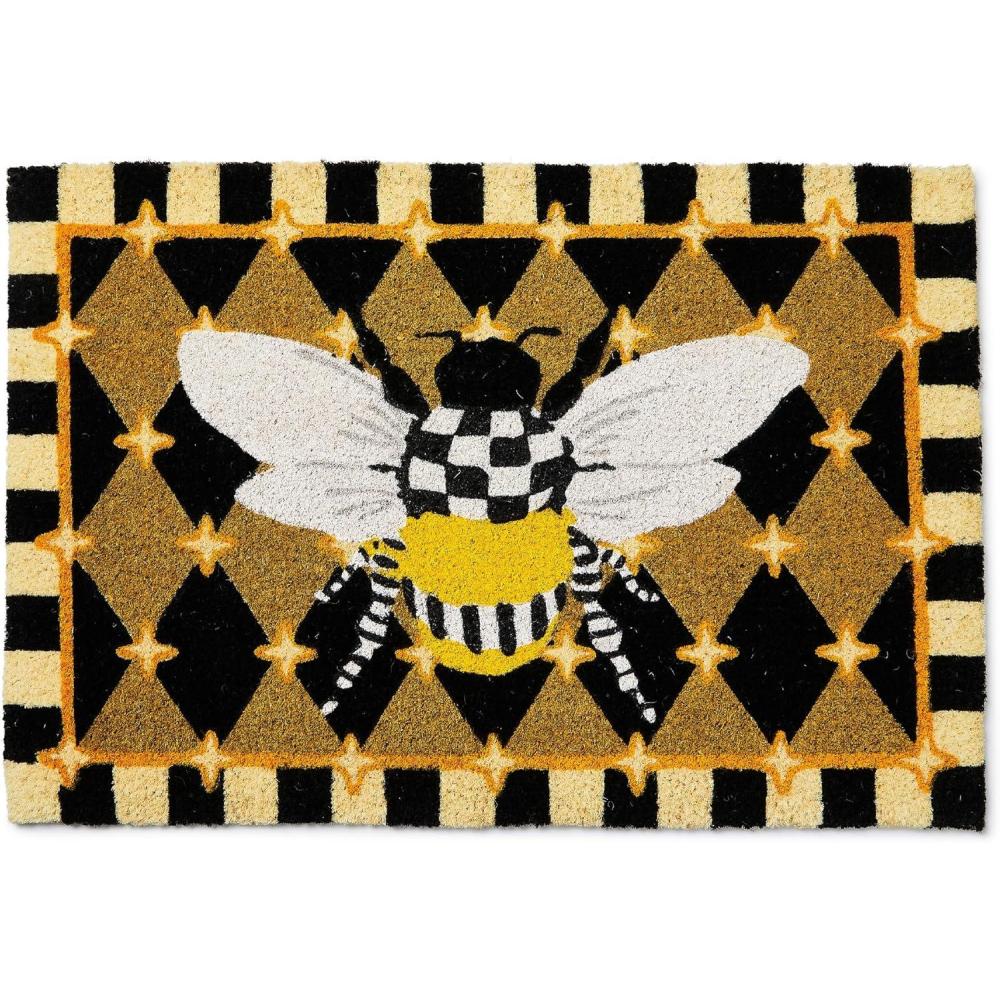 imageMACKENZIECHILDS Entrance Mat Decorative Outdoor Front Door Mat Coir Door Mat 24quot x 36quot SquirrelBlack
