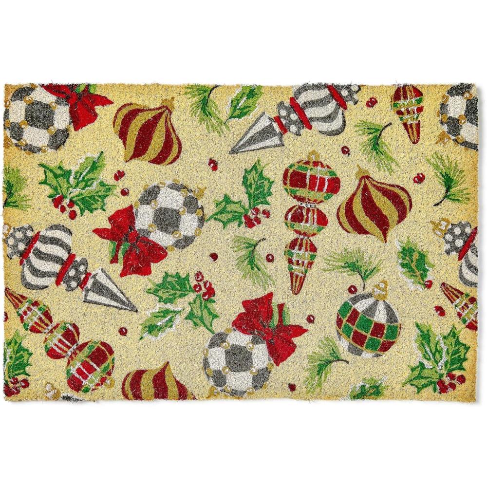 imageMACKENZIECHILDS Entrance Mat Decorative Outdoor Front Door Mat Coir Door Mat 24quot x 36quot SquirrelDeck the Halls