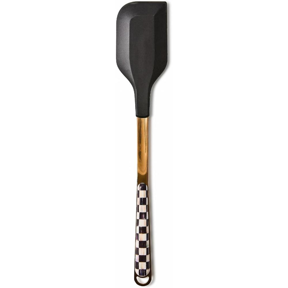 imageMACKENZIECHILDS Kitchen Spatula Silicone Spatula for Cooking BrownandWhite Mocha CheckCourtly Check