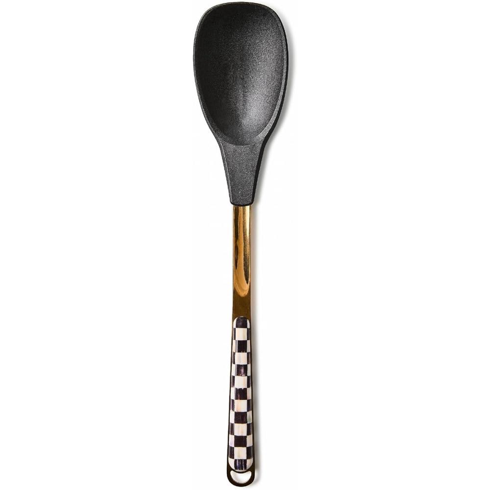 imageMACKENZIECHILDS Kitchen Spoon Silicone Cooking Spoon BrownandWhite Mocha CheckCourtly Check