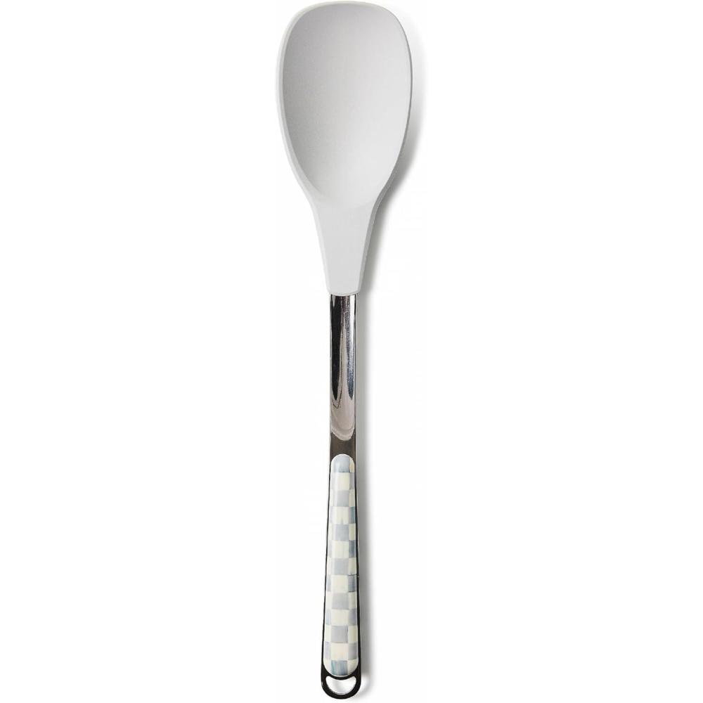 imageMACKENZIECHILDS Kitchen Spoon Silicone Cooking Spoon BrownandWhite Mocha CheckSterling Check