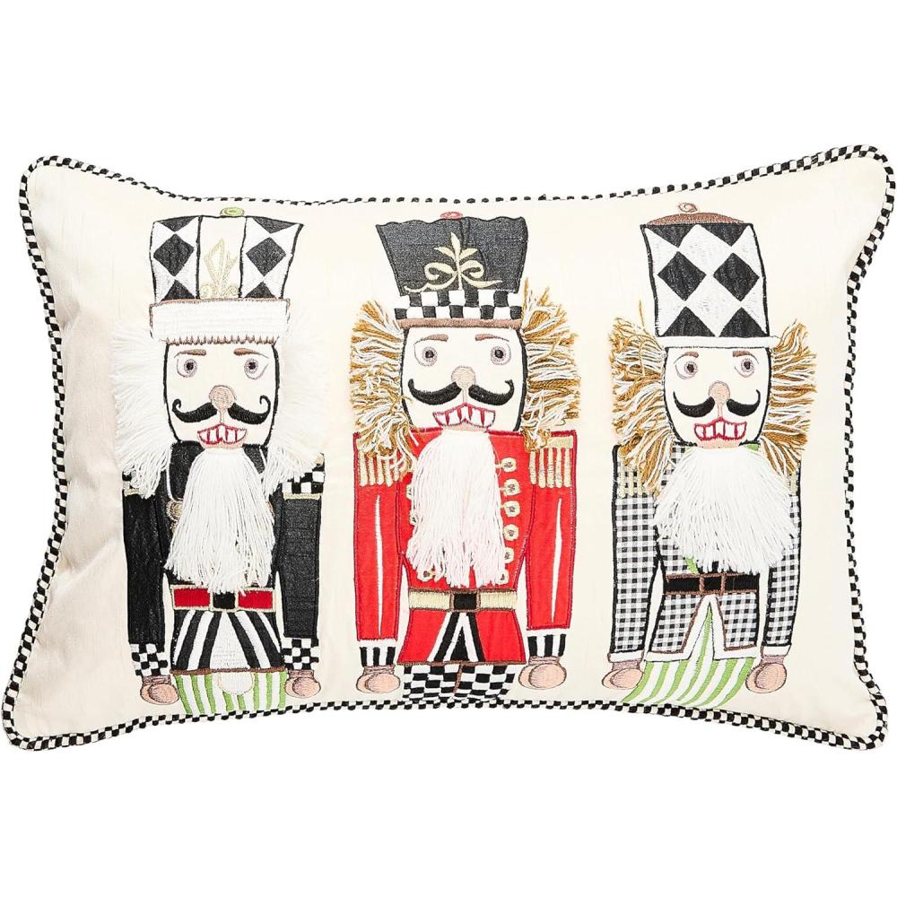 imageMACKENZIECHILDS Lumbar Throw Pillow Decorative Polyester Pillow for Christmas Decor 12x22 BlackandWhite Courtly NutcrackerCourtly Nutcracker Lumbar