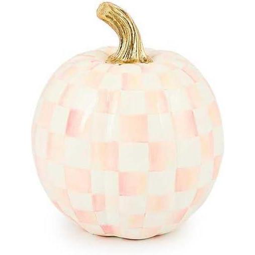 imageMACKENZIECHILDS Mini Pumpkin Resin Halloween Home Decor PurpleandWhite Plum CheckRosy Check