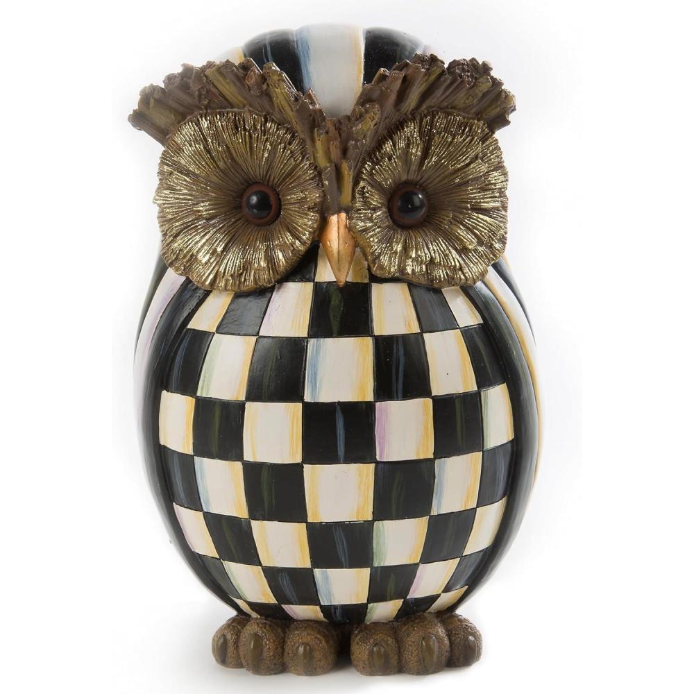 imageMACKENZIECHILDS Owl Fall Owl Decor for Home BlackandWhite Courtly Check
