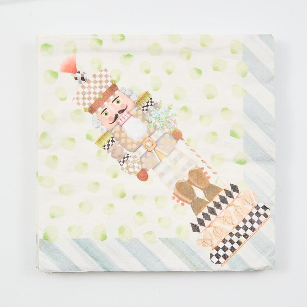 imageMACKENZIECHILDS Pack of 20 Dinner Paper Napkins Stylish Paper Napkins for Parties and More NutcrackerNutcracker