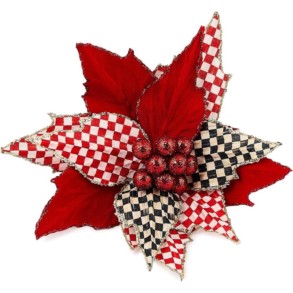 imageMACKENZIECHILDS Poinsettia Clip Christmas Flower Ornament and Tree Decoration Jumbo Check It OutCheck It Out