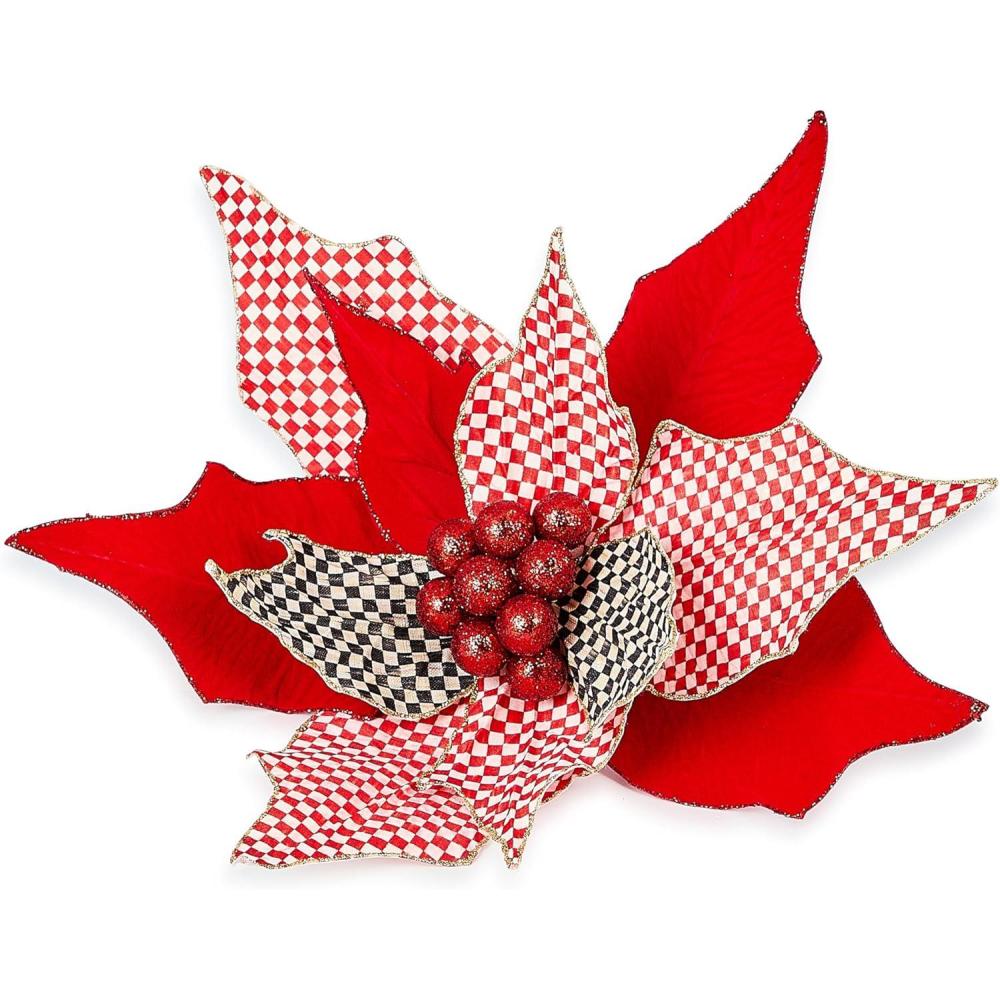 imageMACKENZIECHILDS Poinsettia Clip Christmas Flower Ornament and Tree Decoration Jumbo Check It OutCheck It Out Jumbo