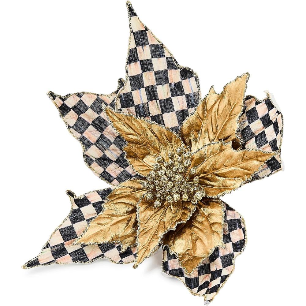 imageMACKENZIECHILDS Poinsettia Clip Christmas Flower Ornament and Tree Decoration Jumbo Check It OutCourtly Noel