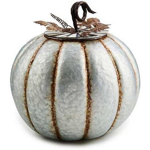 imageMACKENZIECHILDS Porch Decor Metal Pumpkin Container Halloween Metal Container Home Decor with Lid LargeLarge