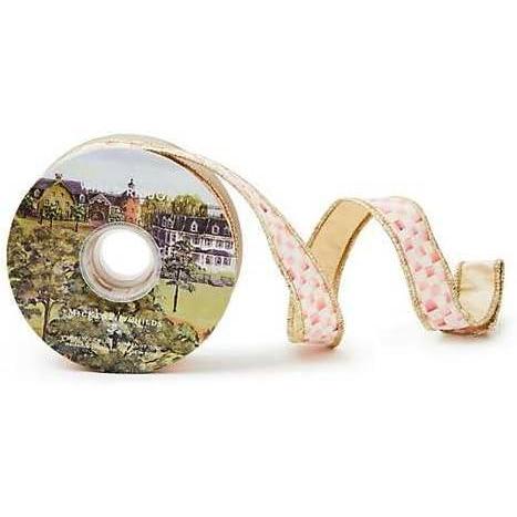 imageMACKENZIECHILDS Ribbon Decorative Wired Ribbon for Christmas Gift Wrapping and Decor 4 Inches BrownandWhite Mocha Check SuedeRosy Check