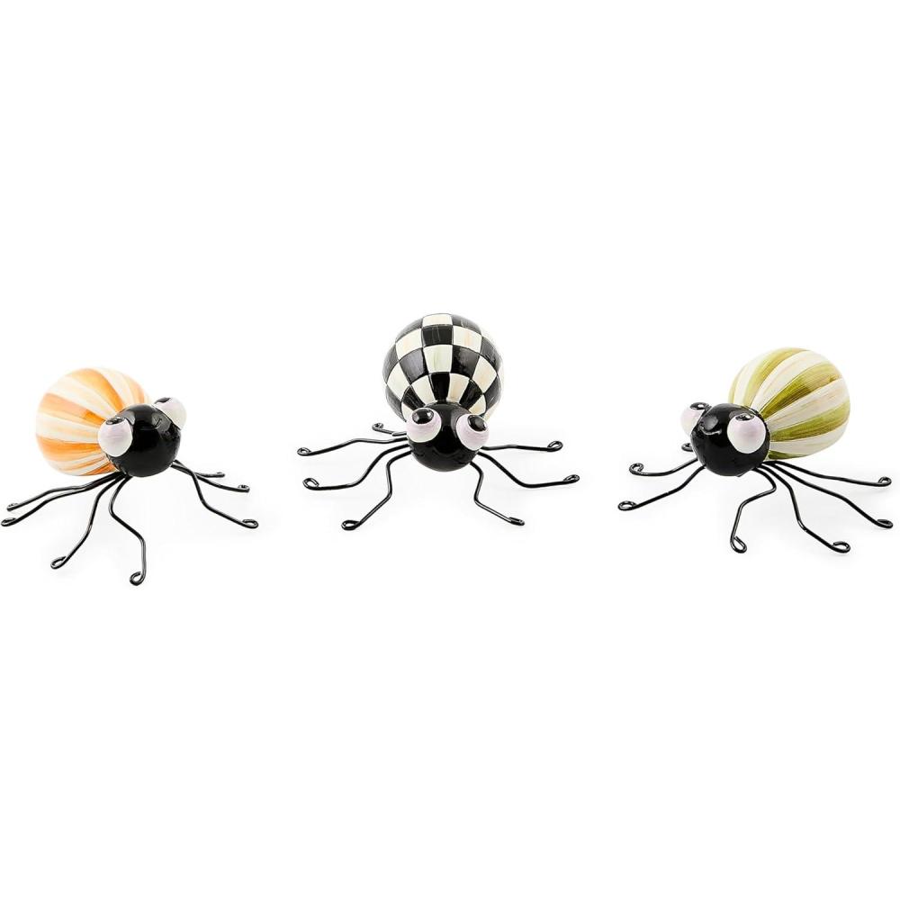 imageMACKENZIECHILDS Set of 3 Fergals Friend Spider Resin Figures Unique Halloween Decor