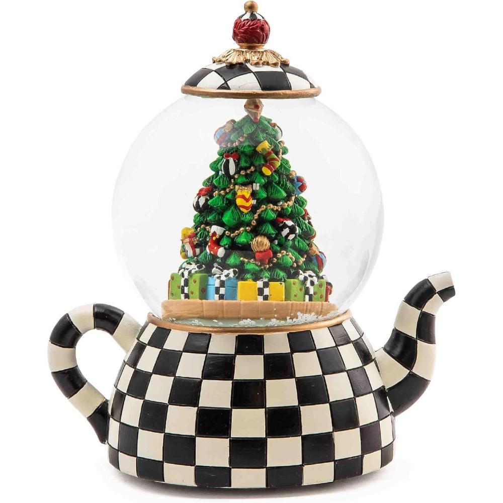 imageMACKENZIECHILDS Snow Globe Christmas Decoration for Living Room Holiday Decor Courtly TeapotCourtly Teapot