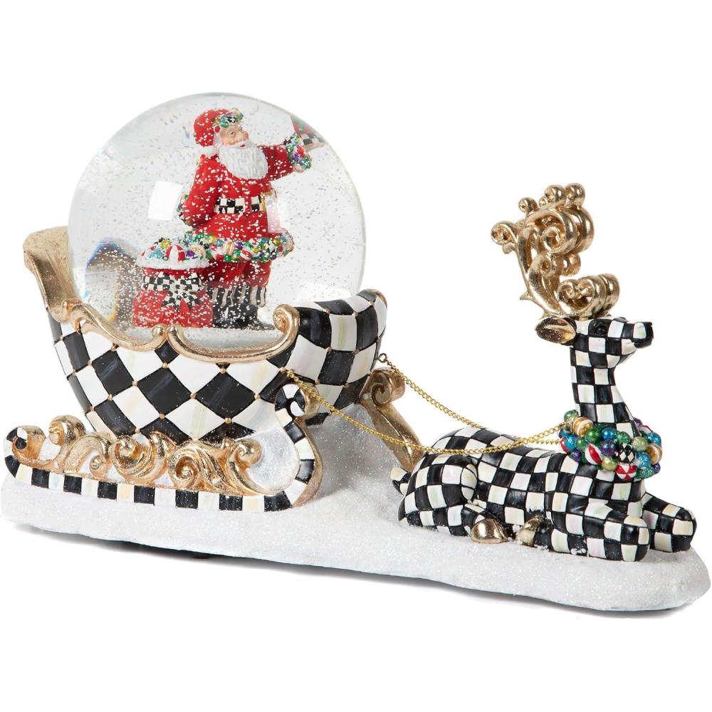 imageMACKENZIECHILDS Snow Globe Christmas Decoration for Living Room Holiday Decor Courtly TeapotDashing through The Snow