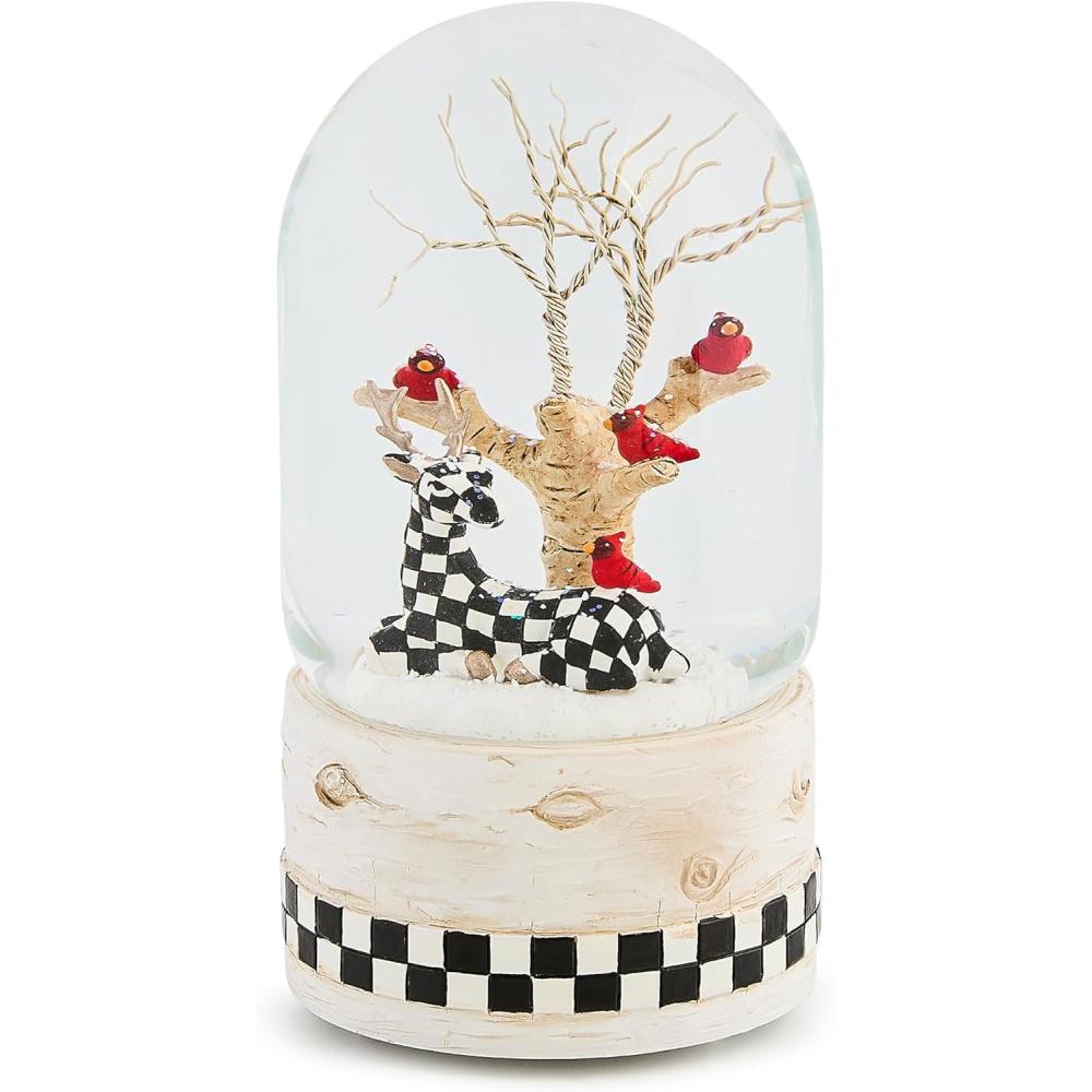 imageMACKENZIECHILDS Snow Globe Christmas Decoration for Living Room Holiday Decor Courtly TeapotFarmhouse Deer