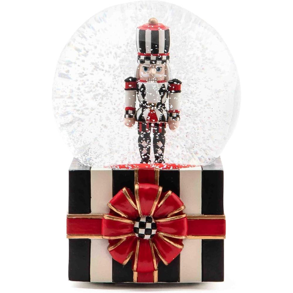 imageMACKENZIECHILDS Snow Globe Christmas Decoration for Living Room Holiday Decor Courtly TeapotNutcracker Gift Box