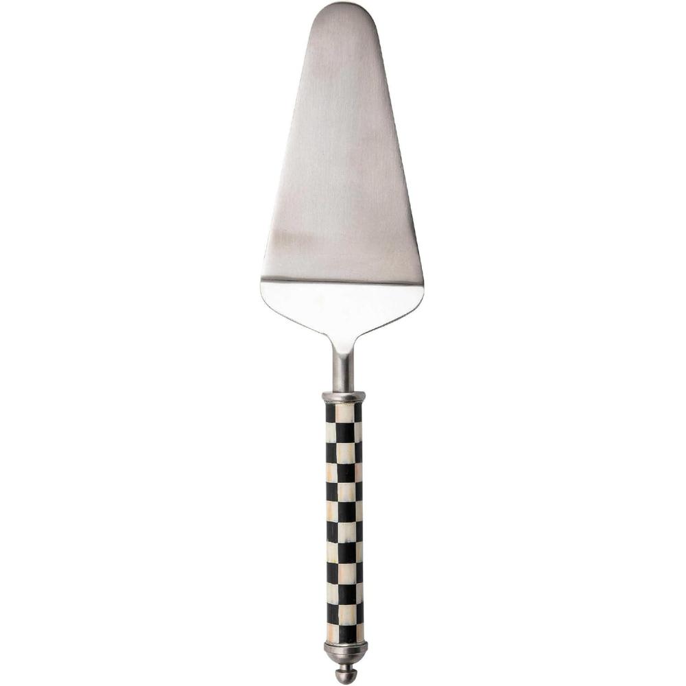 imageMackenzieChilds Supper Club Pie Server StainlessSteel Kitchen Pie Cutter Serving Tool for Dessert BlackandWhite Courtly Check