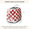 MACKENZIE-CHILDS 2-Slice Toaster, Decorative Toaster for Kitchen, Black-and-White Courtly Check(Cherry Check)