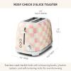 MACKENZIE-CHILDS 2-Slice Toaster, Decorative Toaster for Kitchen, Black-and-White Courtly Check(Rosy Check)