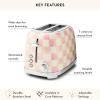 MACKENZIE-CHILDS 2-Slice Toaster, Decorative Toaster for Kitchen, Black-and-White Courtly Check(Rosy Check)