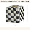 MACKENZIE-CHILDS Boutique Square Tissue-Box Cover, Tissue Holder for Home Decor, Brown-and-White Mocha Check(Courtly Check)