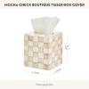 MACKENZIE-CHILDS Boutique Square Tissue-Box Cover, Tissue Holder for Home Decor, Brown-and-White Mocha Check(Mocha Check)