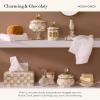 MACKENZIE-CHILDS Boutique Square Tissue-Box Cover, Tissue Holder for Home Decor, Brown-and-White Mocha Check(Mocha Check)
