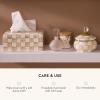 MACKENZIE-CHILDS Boutique Square Tissue-Box Cover, Tissue Holder for Home Decor, Brown-and-White Mocha Check(Mocha Check)