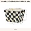 MACKENZIE-CHILDS Ceramic Farmhouse Berry Basket, Decorative Fruit Holder, Black-and-White Courtly Check