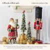 MACKENZIE-CHILDS Christmas Cardinal Tree with Courtly Check Garland, Tabletop Tree