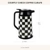 MACKENZIE-CHILDS Coffee Carafe, Stainless-Steel Coffee Carafe for Hot Liquids, 5.5-Cup Capacity, Black-and-White Courtly Check(Courtly Check)