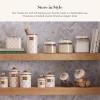 MACKENZIE-CHILDS Cookie Jar with Enamel Lid, Large Glass Treat Jar or Kitchen Jar, 1-Gallon Capacity, Green-and-White Emerald Check(Pink-and-white Rosy Check)