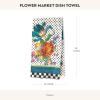 MACKENZIE-CHILDS Cotton Dish Towel, Cute Decorative Kitchen Dish Towel for Cleaning and Home Decor, Set of 1, Turkey(White Flower Market)