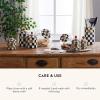 MACKENZIE-CHILDS Courtly Check Enamel Canister, Black-and-White Kitchen Storage Container with Lid, Demi(Courtly Check)