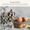 MACKENZIE-CHILDS Courtly Check Enamel Canister, Black-and-White Kitchen Storage Container with Lid, Demi(Courtly Check)