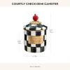 MACKENZIE-CHILDS Courtly Check Enamel Canister, Black-and-White Kitchen Storage Container with Lid, Demi(Courtly Check)