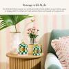 MACKENZIE-CHILDS Courtly Check Enamel Canister, Black-and-White Kitchen Storage Container with Lid, Demi(Emerald Check)