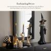 MACKENZIE-CHILDS Courtly Check Haunted House Witch Figurine, Resin Halloween Witch Decor