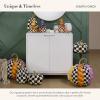 MACKENZIE-CHILDS Courtly Check Illuminated Star Pumpkin, Black-and-White Light-Up Pumpkin Decor for Halloween, Tall(Tall)