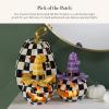 MACKENZIE-CHILDS Courtly Check Illuminated Star Pumpkin, Black-and-White Light-Up Pumpkin Decor for Halloween, Tall(Tall)