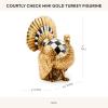 MACKENZIE-CHILDS Courtly Check Mini Gold Turkey Figurine, Resin Fall Home Decor(Mini Gold Turkey)