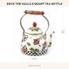 MACKENZIE-CHILDS Deck the Halls 2-Quart Enamel Tea Kettle, Christmas Tea Kettle for Stovetop(Deck The Halls)