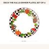 MACKENZIE-CHILDS Deck the Halls Appetizer Plate, Decorative Stoneware Christmas Appetizer Plate, 5.5 Inches, Set of 4(10 Inches)
