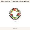 MACKENZIE-CHILDS Deck the Halls Appetizer Plate, Decorative Stoneware Christmas Appetizer Plate, 5.5 Inches, Set of 4(5.5 Inches)