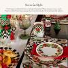 MACKENZIE-CHILDS Deck the Halls Appetizer Plate, Decorative Stoneware Christmas Appetizer Plate, 5.5 Inches, Set of 4(5.5 Inches)